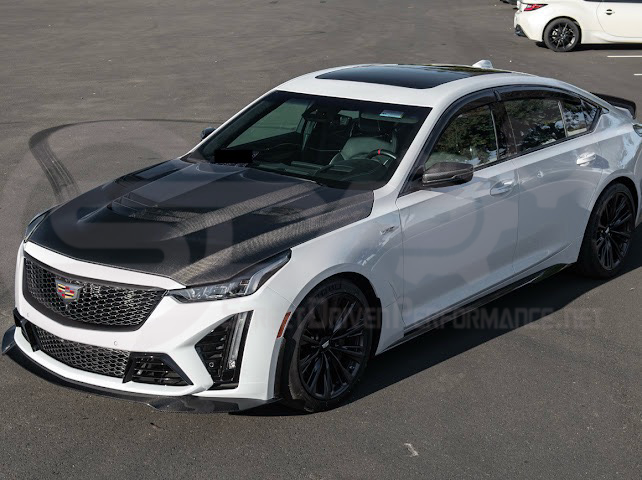 2022-UP CADILLAC CT5-V BLACKWING SEDAN | CARBON FIBER FACTORY EXTENDED STYLE FRONT LIP SPLITTER GROUND EFFECTS